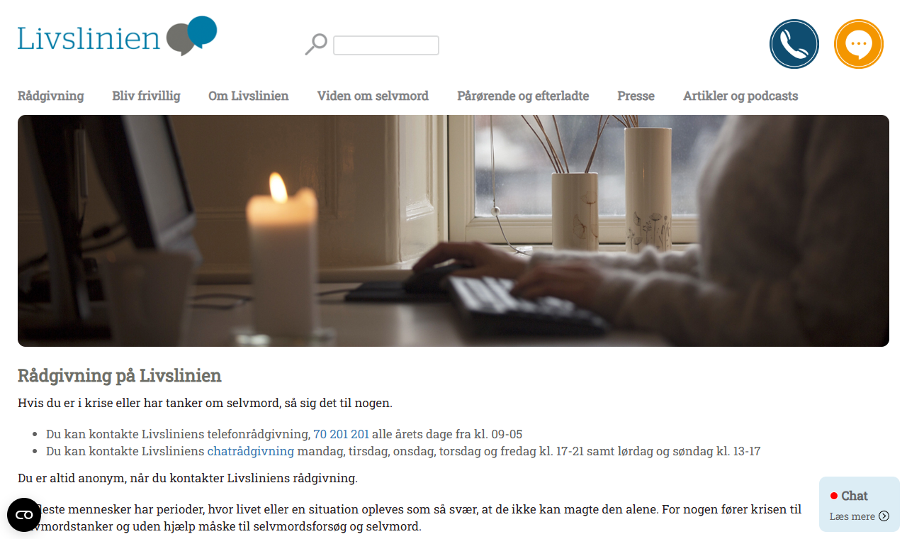 Livslinien, Danmarks selvmordsforebyggende hjælpelinje
